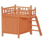 Load image into Gallery viewer, Pet Wooden Cat House Living House Kennel with Balcony Orange Red
