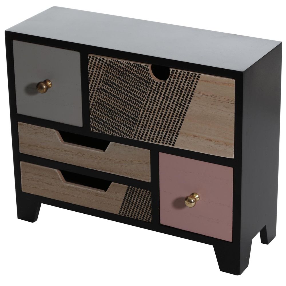 Wooden Black Mini Dresser Cabinet Shabby Chic Drawer Jewellery Storage Organiser