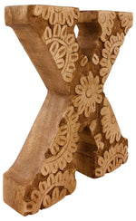 Load image into Gallery viewer, Hand Carved Wooden Flower Letter X
