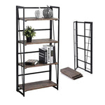 Load image into Gallery viewer, Folding Bookshelf Home Office Industrial Bookcase Wooden Storage Shelves Vintage 4 Tiers Book Rack Organizer
