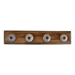 Load image into Gallery viewer, 4 Single Ceramic Ivory Coat Hooks On Wooden Base
