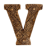 Load image into Gallery viewer, Hand Carved Wooden Geometric Letter V
