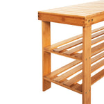 Load image into Gallery viewer, 90cm Strip Pattern 3 Tiers Bamboo Stool Shoe Rack Wood Color
