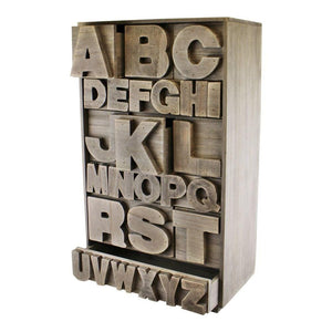 Grey Wooden Alphabet Storage Unit