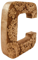 Load image into Gallery viewer, Hand Carved Wooden Flower Letter C
