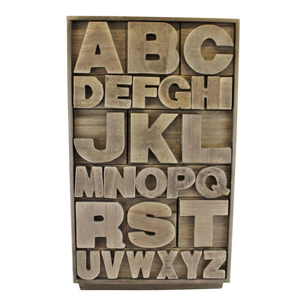 Grey Wooden Alphabet Storage Unit