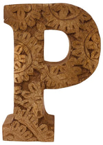 Load image into Gallery viewer, Hand Carved Wooden Flower Letter P
