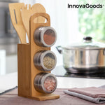 Load image into Gallery viewer, Bamsa Bamboo Set &amp; Magnetic Spice Tins 7 Pieces Stainless Steel
