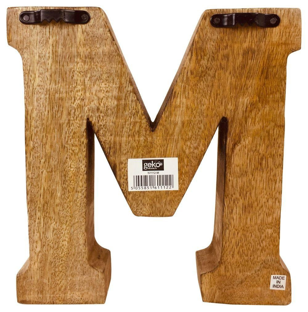 Hand Carved Wooden Embossed Letter M