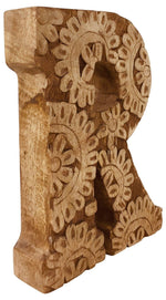 Load image into Gallery viewer, Hand Carved Wooden Flower Letter R

