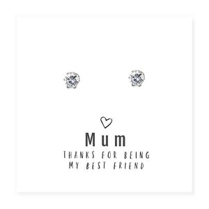 Mum Thanks For Being My Best Friend - Earrings & Message Card