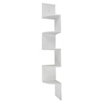 Load image into Gallery viewer, Wood Corner 5 tiers Wall Shelf Zig Zag Wooden Shelves Wooden Mount Rack Home Furniture White
