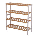 Load image into Gallery viewer, 100% Bamboo Shoe Rack Bench, Shoe Storage, 4-Layer Multi-Functional Cell Shelf suitable for Entrance Corridor, Bathroom - Natural and White

