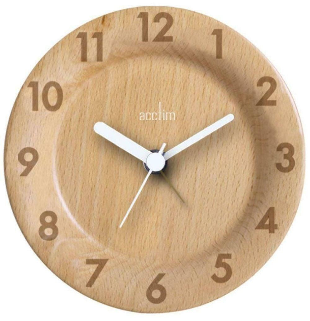 Acctim Quartz round vintage wooden design mantel clock Natural 33781