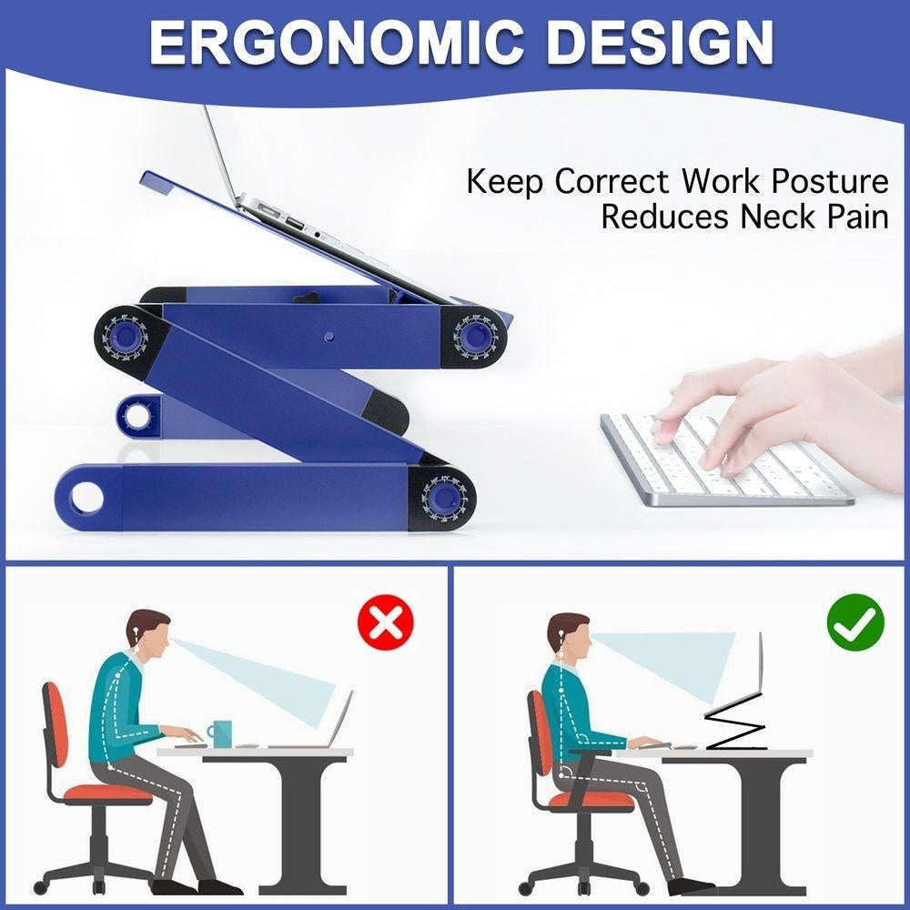 Adjustable Height Foldable Laptop Desk - Bed Sofa Standing or Lap Desk Ergonomic Riser with Computer Tray Reading Holder Bed Tray