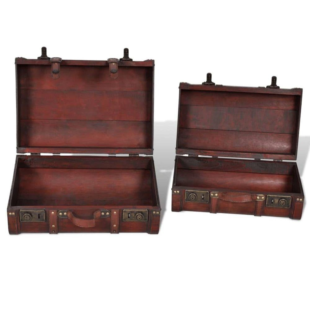 2-pcs VidaXL Wooden Treasure Chest Storage Box Vintage Brown