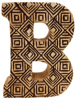 Load image into Gallery viewer, Hand Carved Wooden Geometric Letter B
