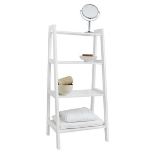 Ladder Shelf Wooden 4 Tier Storage Unit Display Standing Bathroom Shelf | Bookshelf Display Rack Bookcase Storage White
