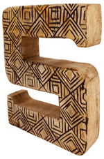Load image into Gallery viewer, Hand Carved Wooden Geometric Letter S
