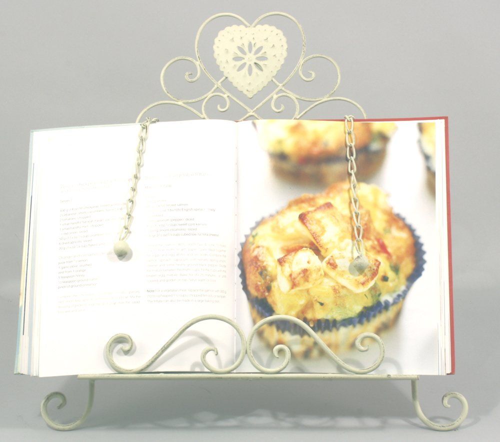 Cream Heart Cookery Book Holder
