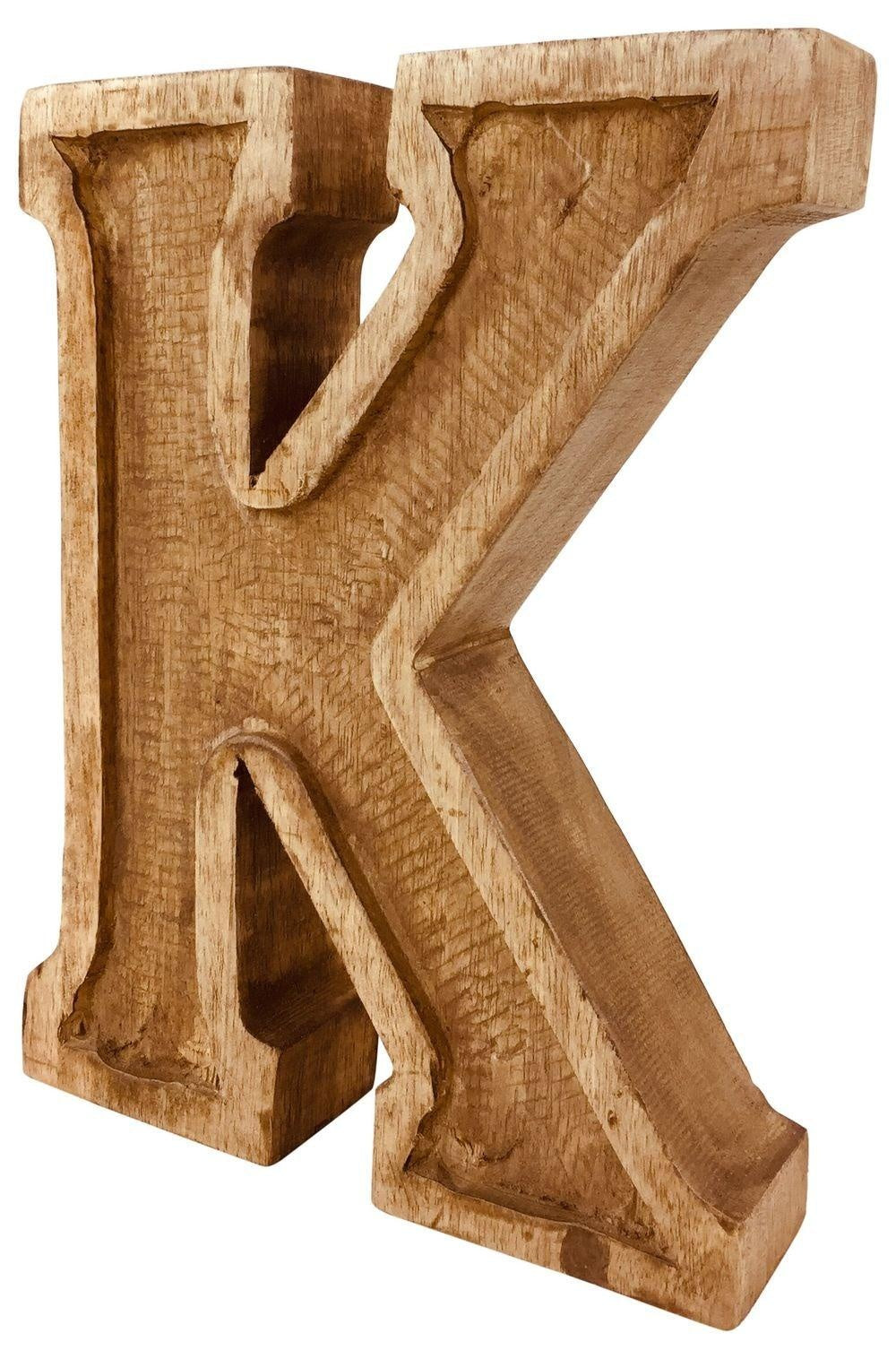 Hand Carved Wooden Embossed Letter K
