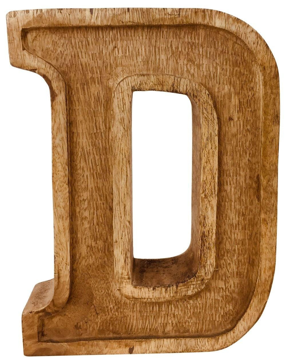 Hand Carved Wooden Embossed Letter D