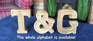 Hand Carved Wooden Embossed Letter C