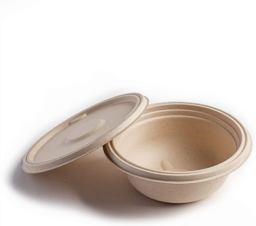 Zume Premium 500 ml Small Bowl with Snap-Fit Lid, Natural (Pack of 100)