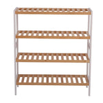 Load image into Gallery viewer, 100% Bamboo Shoe Rack Bench, Shoe Storage, 4-Layer Multi-Functional Cell Shelf suitable for Entrance Corridor, Bathroom - Natural and White
