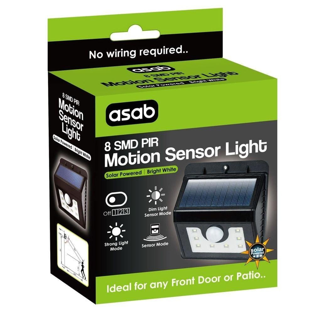 4-PACK - Solar Motion Sensor LED Light with PIR - 8 SMD per Luminaire