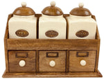 Load image into Gallery viewer, Three Ceramic Jars With Wooden Drawers
