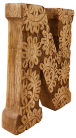 Load image into Gallery viewer, Hand Carved Wooden Flower Letter N
