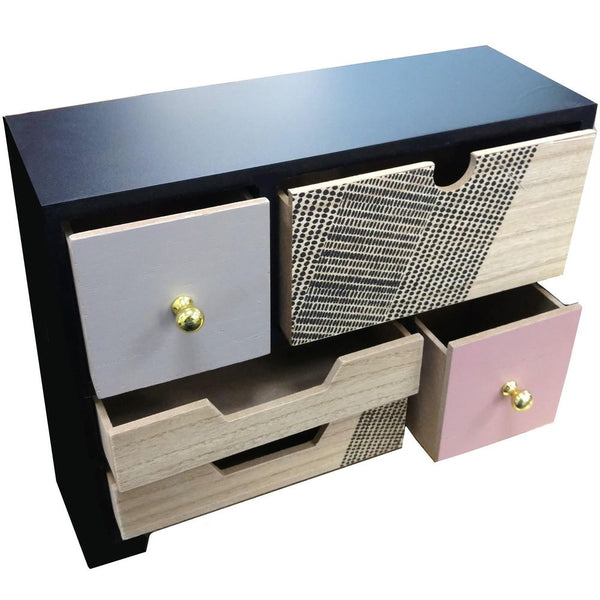 Wooden Black Mini Dresser Cabinet Shabby Chic Drawer Jewellery Storage – AAU Style
