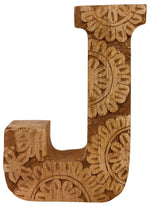Load image into Gallery viewer, Hand Carved Wooden Flower Letter J
