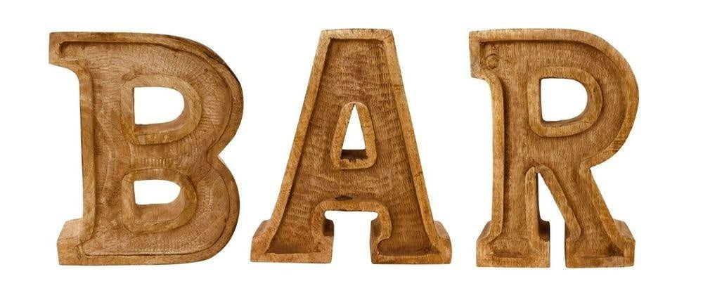 Hand Carved Wooden Embossed Letters Bar
