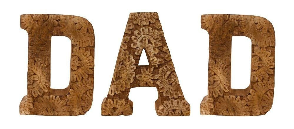 Hand Carved Wooden Flower Letters Dad