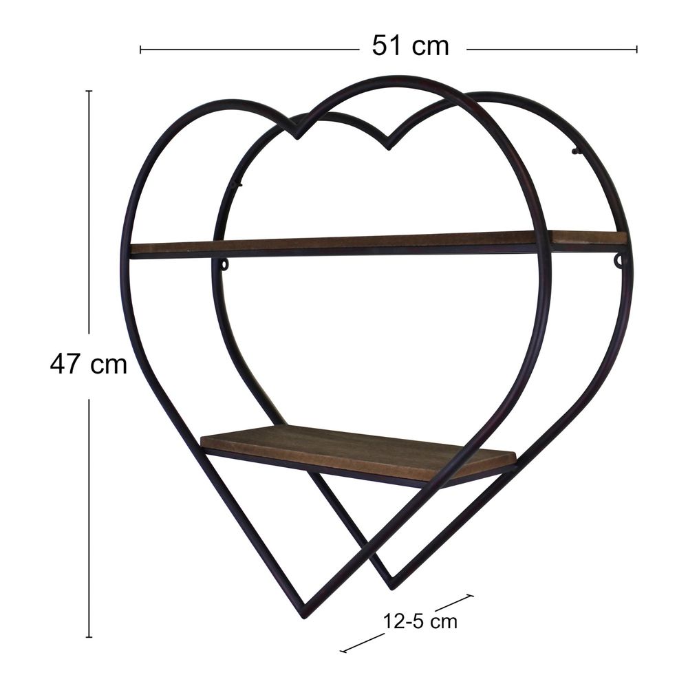 Heart Shaped Metal & Wood Shelf Unit