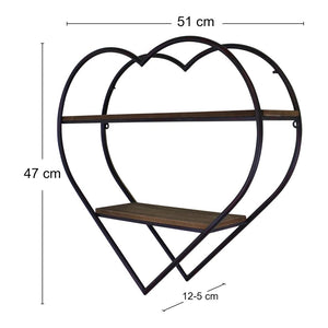 Heart Shaped Metal & Wood Shelf Unit